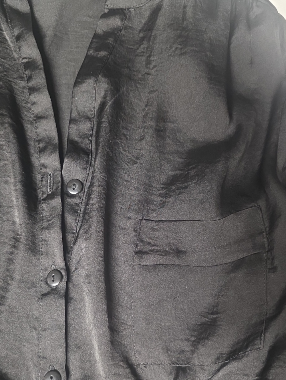 Encoded Black Button-Front Blouse - Picture 7 of 12